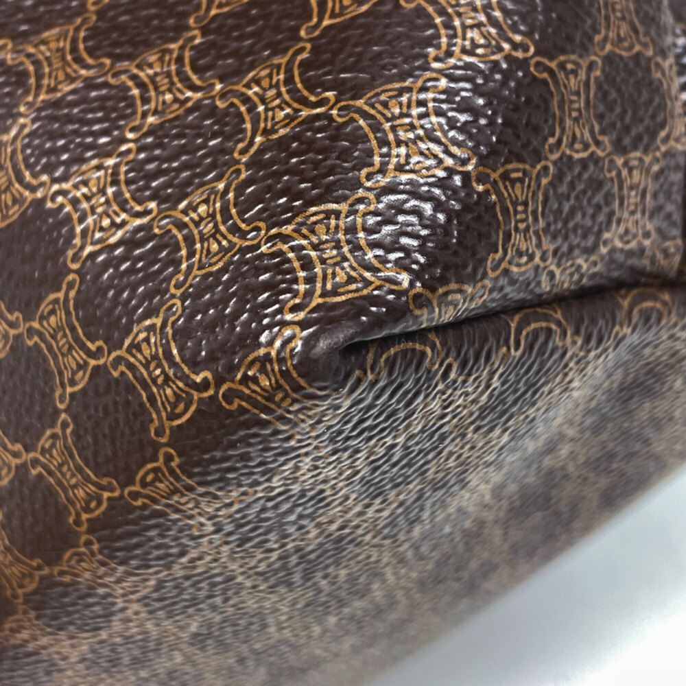 Celine Macadam Pattern Handbag Pouch Coated Canvas Brown Women's - Picture 3 of 8